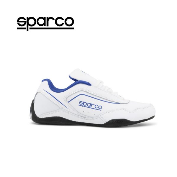 Sparco Shoes Jerez White/Blue Shoes Sneakers Picture1: Designed for ultimate street durability and performance, Sparco Jerez White/Blue Shoes is what you’d expect in a competition driving shoes. That is why these shoes/boots feature a thin sole for maximum pedal feel and control. The sole continues up the heel's back to provide a smooth and stable pivoting point for heel-toe shifting. Comfortable shoes/boots that can be used for everyday car and motorbike driving, touring, racing, karting and even sim racing.