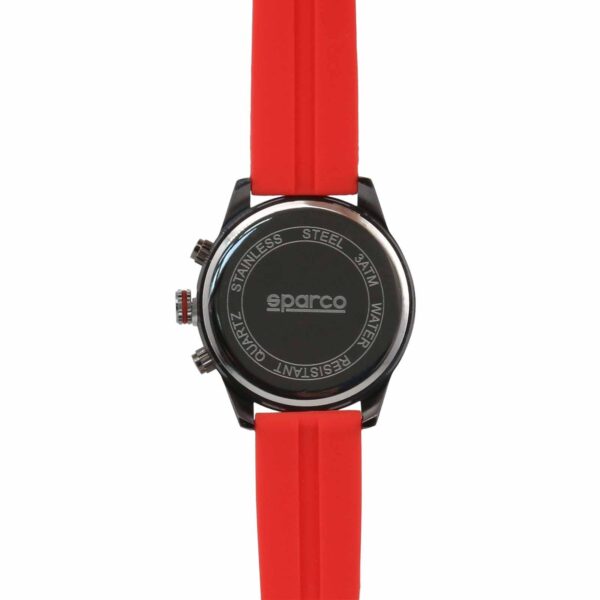 Sparco Niki Red Watch Picture5: The sporty Niki watch from Sparco accompanies you in your everyday life by providing an inimitable racing touch to your look. This model from Sparco is designed to complement differing outfits from sportswear to casual wear. The sporty design with a durable Red strap is sure to impress.