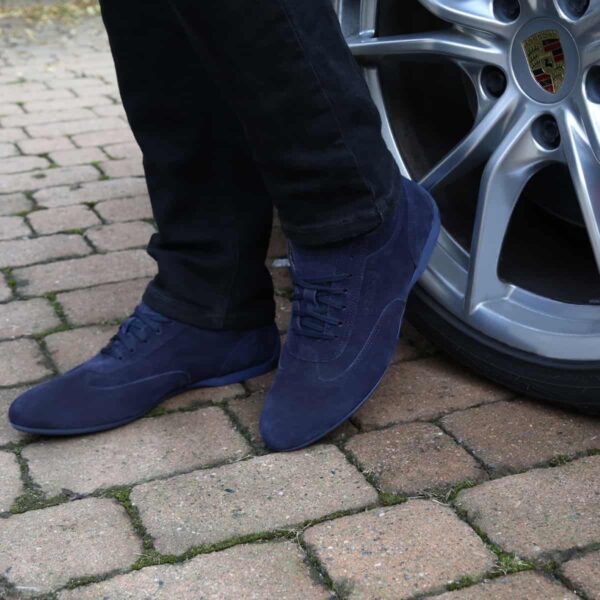 Sparco Imola-GPC Blue Shoes Sneakers in Suede Picture2: Designed for ultimate street durability and performance, Sparco Imola-GPC Blue Shoes is what you’d expect in a competition driving shoes. That is why these shoes/boots feature a thin sole for maximum pedal feel and control. The sole continues up the heel's back to provide a smooth and stable pivoting point for heel-toe shifting. Comfortable shoes/boots that can be used for everyday car and motorbike driving, touring, racing, karting and even sim racing.