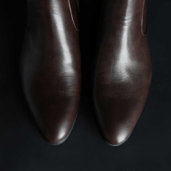 Duca di Morrone Philipps Brown Ankle Boots Chukka Dress Shoes Picture8: Duca di Morrone Philipps Brown zippered ankle boots chukka shoes are the ideal men's shoes for casual or office when an elegant and formal dress code is required. Upper and interior in synthetic leather, refined and quality elastic sides ankle boots.