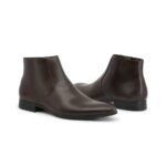 Duca di Morrone Philipps Brown Ankle Boots Chukka Dress Shoes Picture13: Duca di Morrone Philipps Brown zippered ankle boots chukka shoes are the ideal men's shoes for casual or office when an elegant and formal dress code is required. Upper and interior in synthetic leather, refined and quality elastic sides ankle boots.