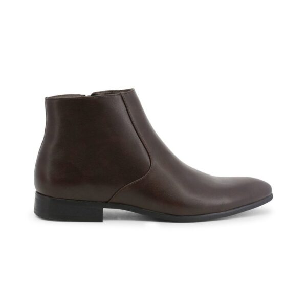 Duca di Morrone Philipps Brown Ankle Boots Chukka Dress Shoes Picture1: Duca di Morrone Philipps Brown zippered ankle boots chukka shoes are the ideal men's shoes for casual or office when an elegant and formal dress code is required. Upper and interior in synthetic leather, refined and quality elastic sides ankle boots.