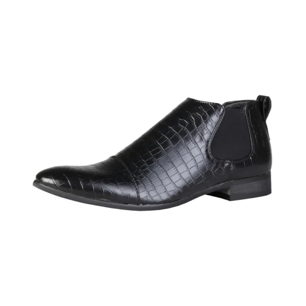 Duca di Morrone Jones Black Ankle Boots Shoes Picture3: Duca di Morrone Jones Black elastic sides ankle boots are the ideal men's shoes for casual or office when an elegant and formal dress code is required. Upper and interior in synthetic leather, refined and quality elastic sides ankle boots.