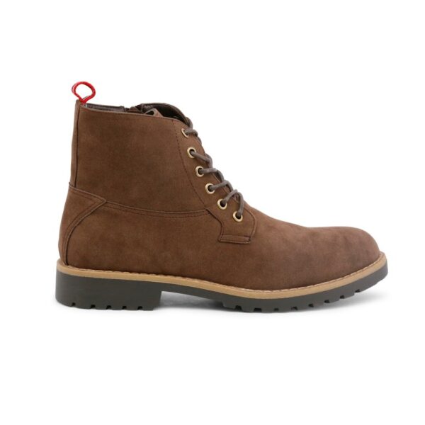 Duca di Morrone Anderson Brown Suede Shoes Lace Up Zippered Ankle Boots Picture1: Duca di Morrone Anderson Brown Suede Shoes Ankle Boots are the ideal men's shoes for outdoor or casual dress code. Upper and interior in synthetic suede, refined and quality Ankle Boots Shoes.
