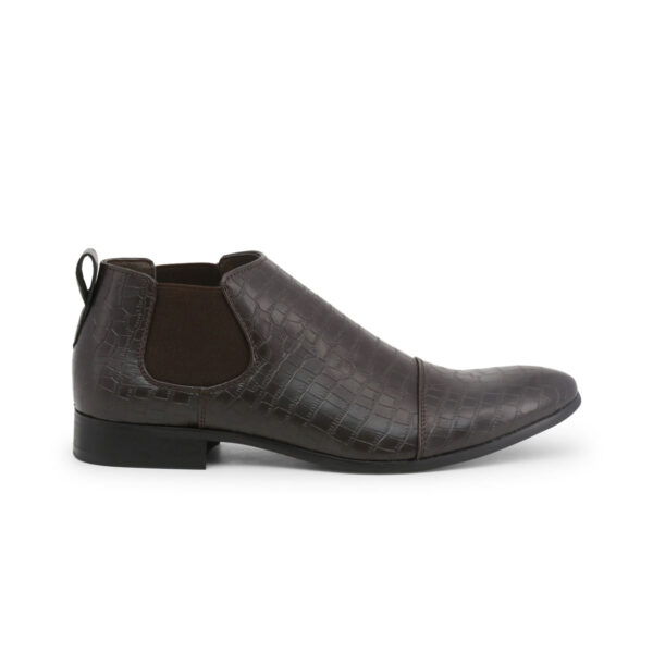 Duca di Morrone Jones Brown Ankle Boots Shoes Picture1: Duca di Morrone Jones Brown elastic sides ankle boots are the ideal men's shoes for casual or office when an elegant and formal dress code is required. Upper and interior in synthetic leather, refined and quality elastic sides ankle boots.